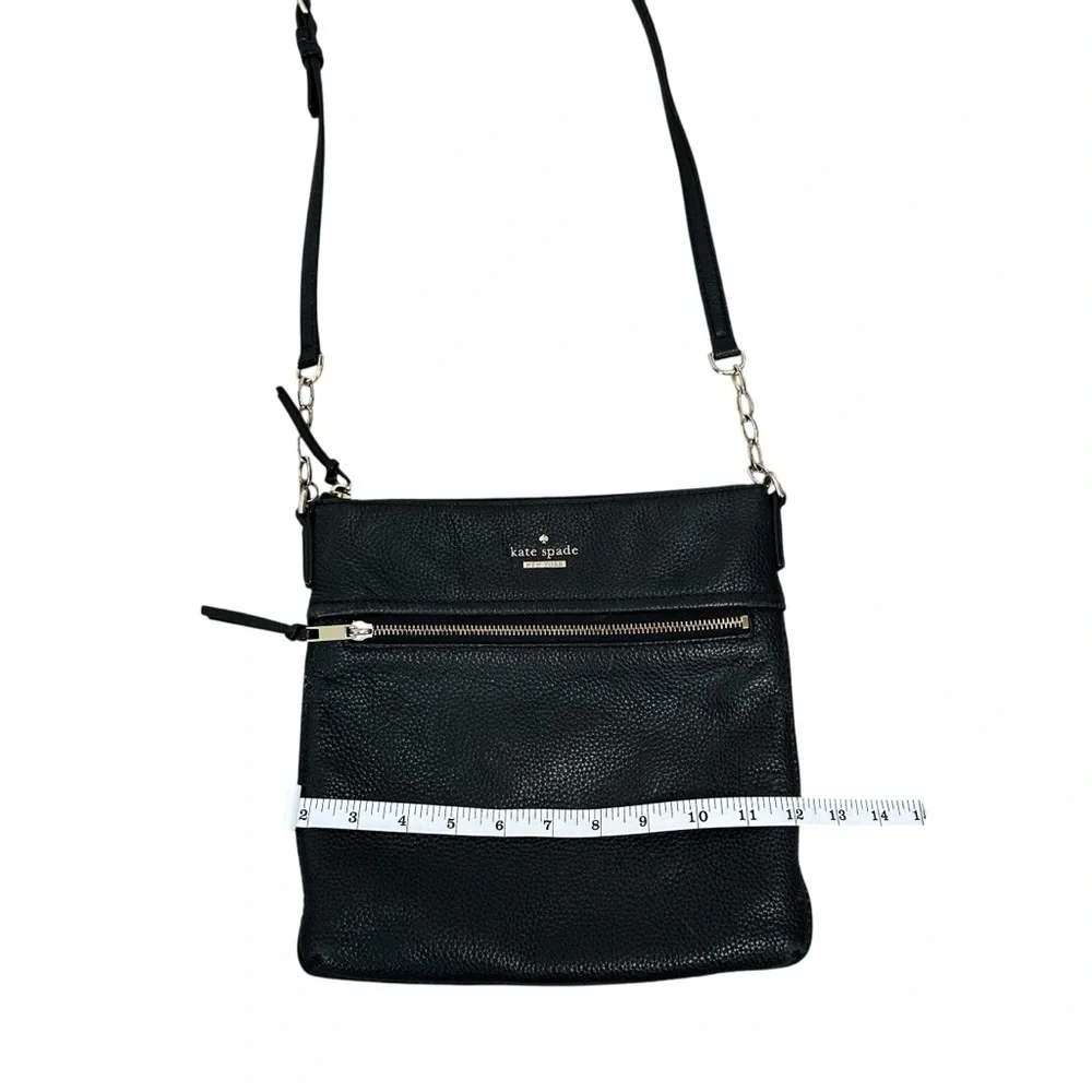 Kate Spade Black Crossbody Bag with Gold Accents Pebbled Leather